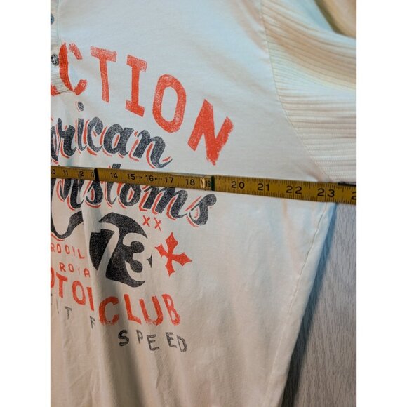 Affliction T Shirt Mens 2XL Cream Motor Club Biker Goth Grunge Wings Long Sleeve - Picture 6 of 7